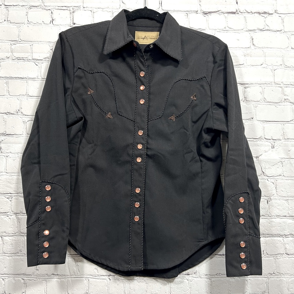 Western Shirt Bar Abilene, Black, Womens Sz XS, Snap Clouser, Embroidered detail